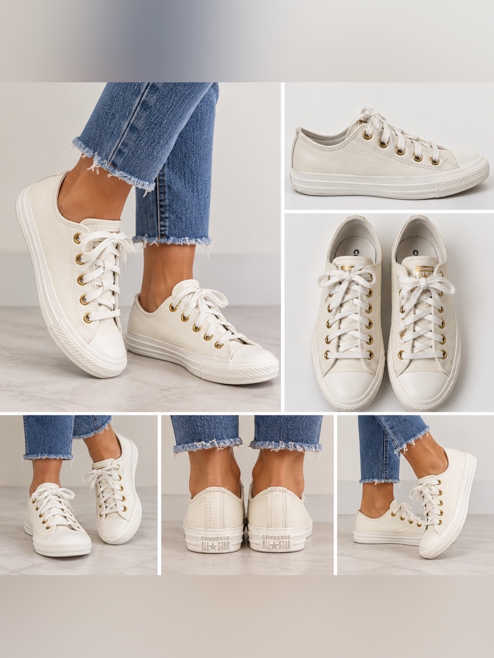 Converse Chuck Taylor All Star Cream Leather Low Top Sneakers Women’s 7.5